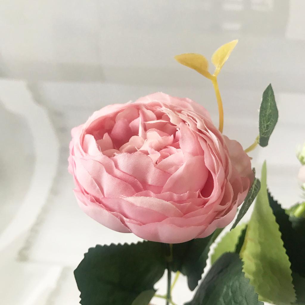 Silk Faux Peony Bouquet with Gypsophila, 30 cm by HitMyNeed