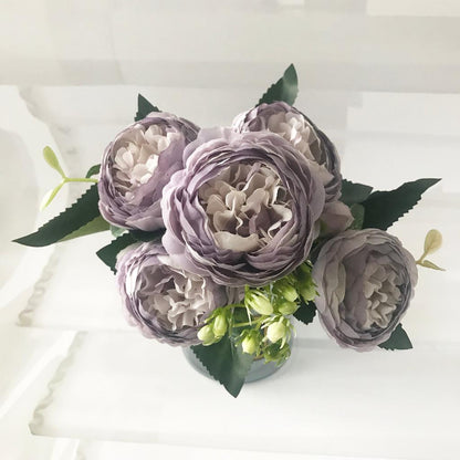 Silk Faux Peony Bouquet with Gypsophila, 30 cm 4 by HitMyNeed