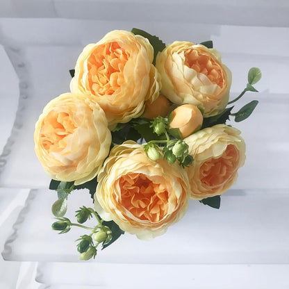 Silk Faux Peony Bouquet with Gypsophila, 30 cm 5 by HitMyNeed