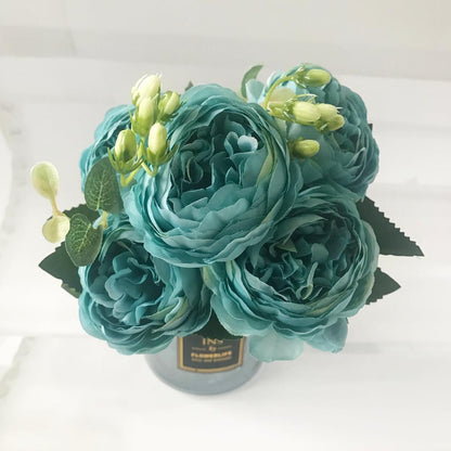 Silk Faux Peony Bouquet with Gypsophila, 30 cm 6 by HitMyNeed
