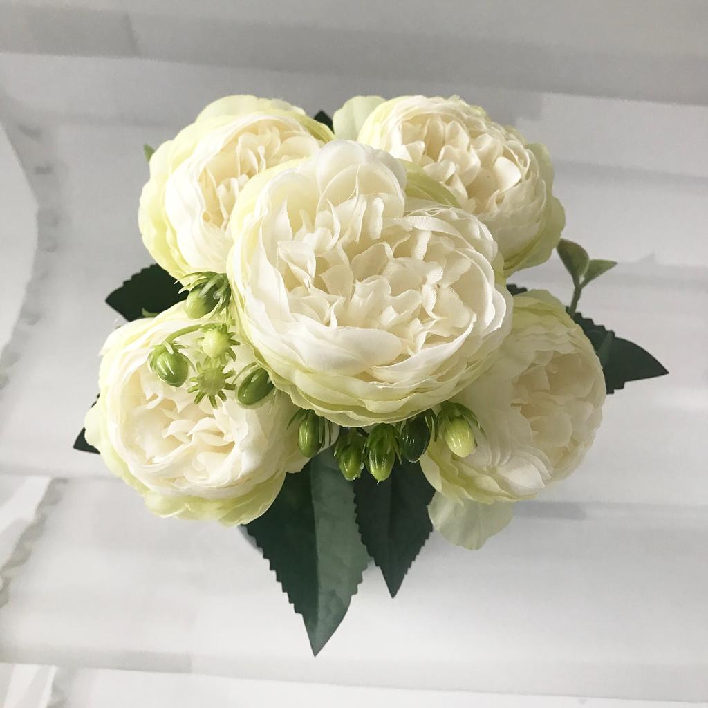 Silk Faux Peony Bouquet with Gypsophila, 30 cm 8 by HitMyNeed
