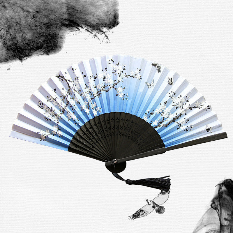Silk Folding Fan with Wooden Frame and Tassel 1 by HitMyNeed