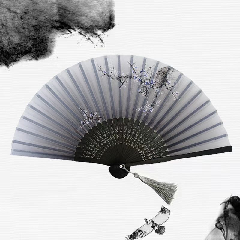 Silk Folding Fan with Wooden Frame and Tassel 10 by HitMyNeed