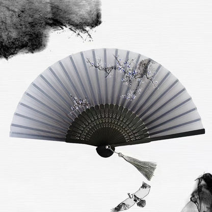 Silk Folding Fan with Wooden Frame and Tassel 10 by HitMyNeed