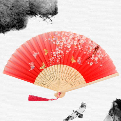 Silk Folding Fan with Wooden Frame and Tassel 11 by HitMyNeed