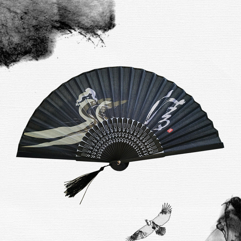 Silk Folding Fan with Wooden Frame and Tassel 12 by HitMyNeed