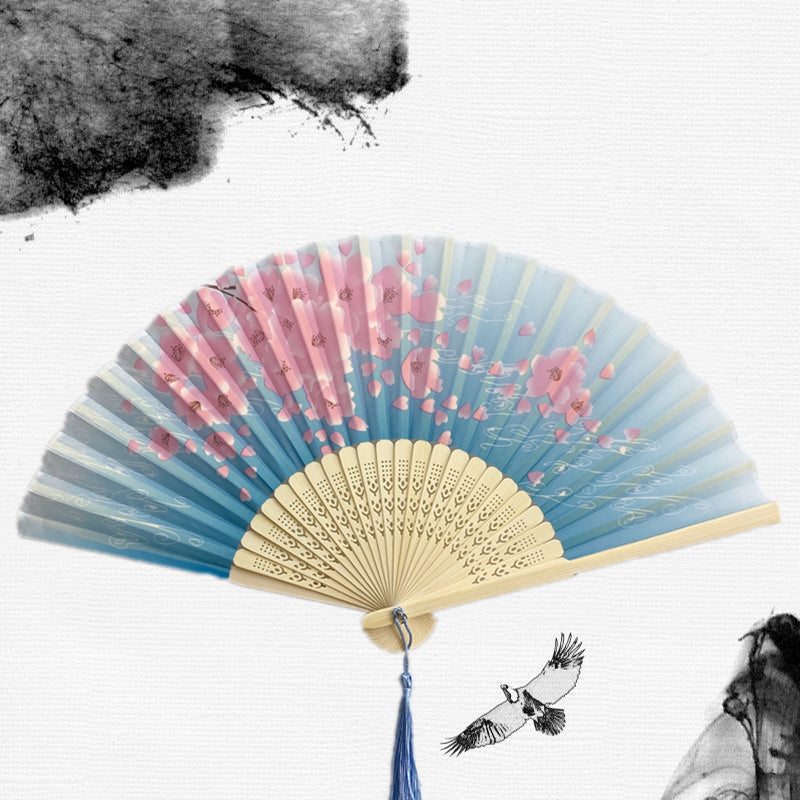 Silk Folding Fan with Wooden Frame and Tassel 14 by HitMyNeed