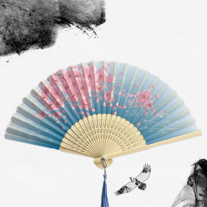 Silk Folding Fan with Wooden Frame and Tassel 14 by HitMyNeed
