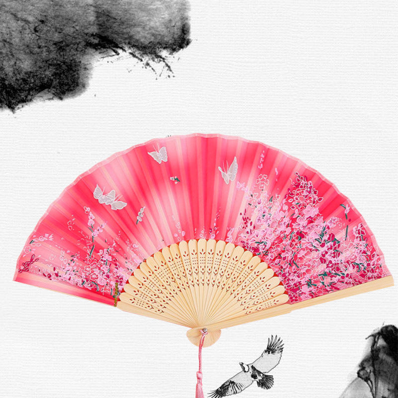 Silk Folding Fan with Wooden Frame and Tassel 15 by HitMyNeed