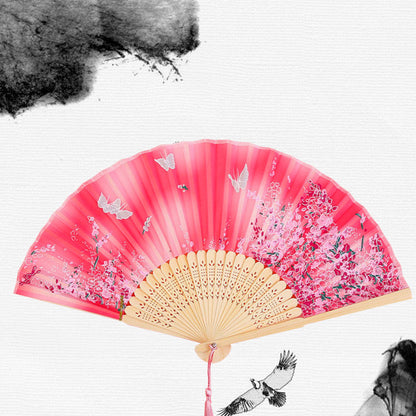 Silk Folding Fan with Wooden Frame and Tassel 15 by HitMyNeed
