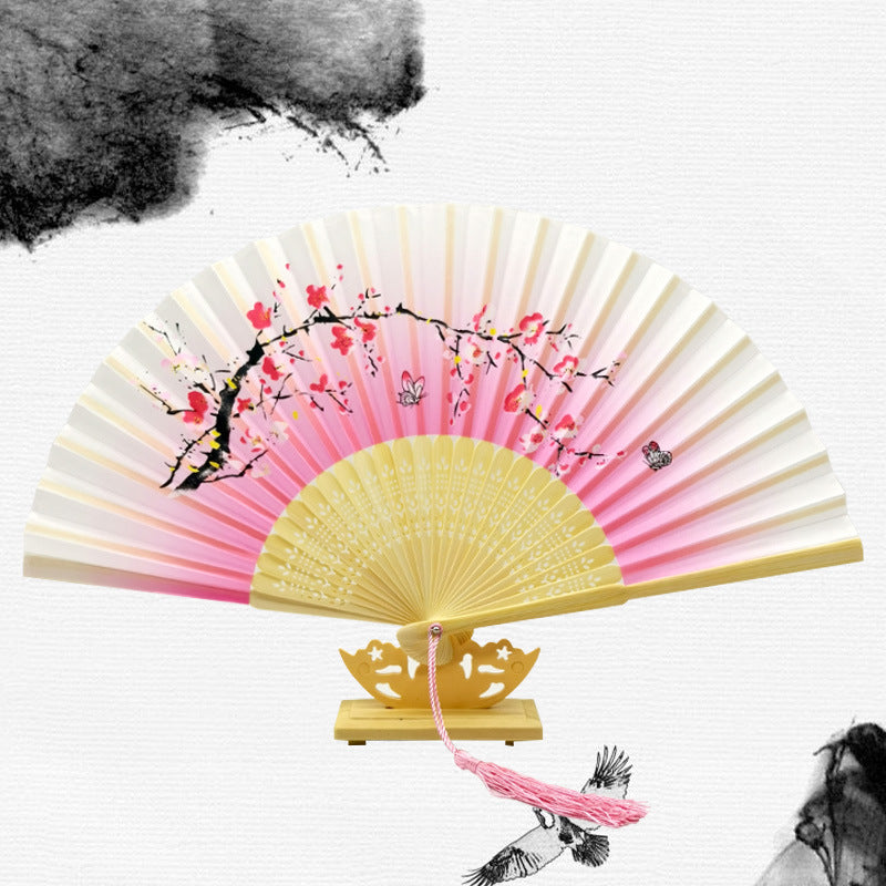 Silk Folding Fan with Wooden Frame and Tassel 20 by HitMyNeed
