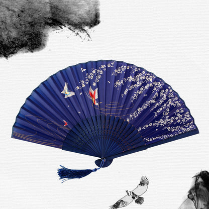 Silk Folding Fan with Wooden Frame and Tassel 23 by HitMyNeed