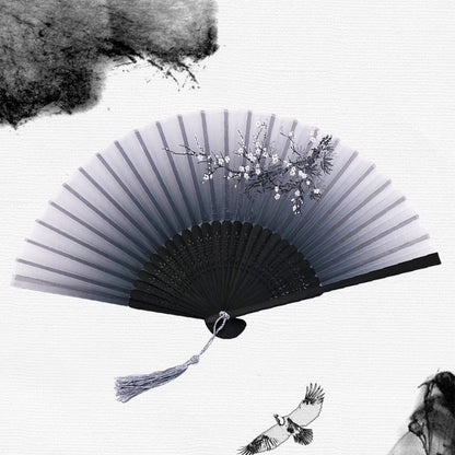 Silk Folding Fan with Wooden Frame and Tassel 5 by HitMyNeed