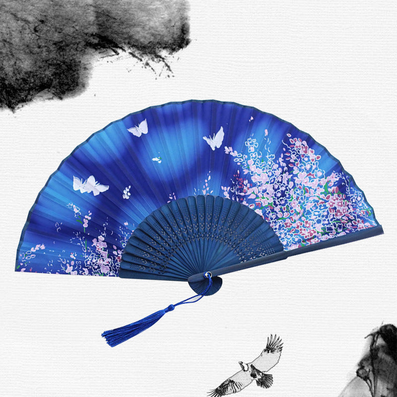Silk Folding Fan with Wooden Frame and Tassel 7 by HitMyNeed