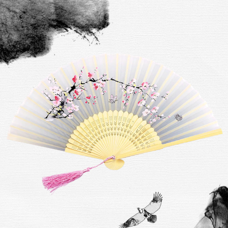 Silk Folding Fan with Wooden Frame and Tassel 8 by HitMyNeed