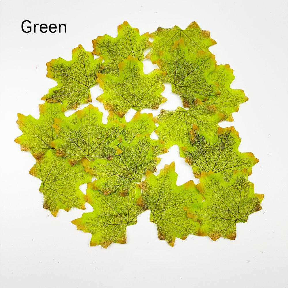 Silk Maple Leaves Decor for Autumn Displays 200pcs green by HitMyNeed