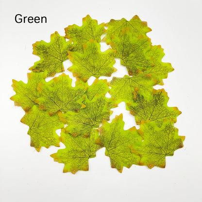 Silk Maple Leaves Decor for Autumn Displays 200pcs green by HitMyNeed