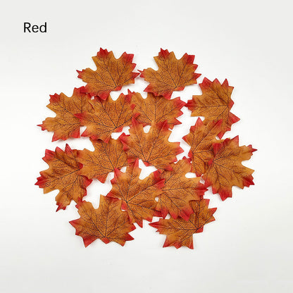 Silk Maple Leaves Decor for Autumn Displays 200pcs red by HitMyNeed