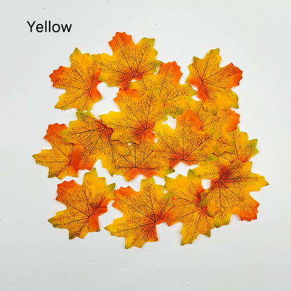 Silk Maple Leaves Decor for Autumn Displays 200pcs yellow by HitMyNeed