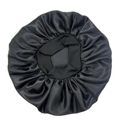 Silk Satin Sleep Bonnet with Soft Elastic Band black by HitMyNeed
