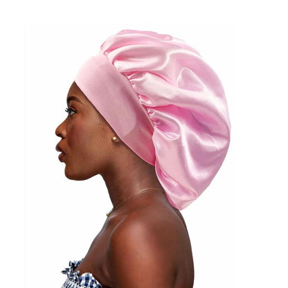 Silk Satin Sleep Bonnet with Soft Elastic Band pink by HitMyNeed