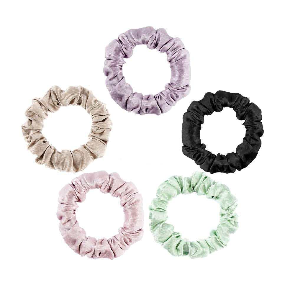 Silk Scrunchies Hair Ties Set of 5 by HitMyNeed