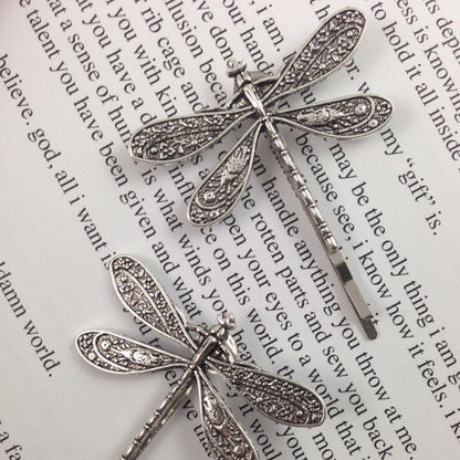 Silver Dragonfly Hair Pins Set of 2 by HitMyNeed