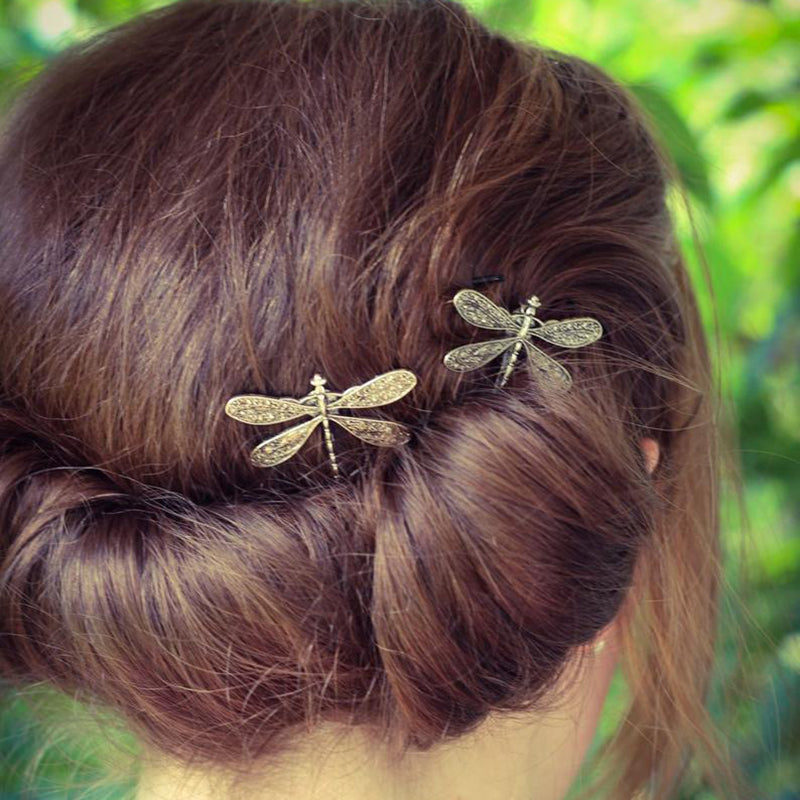 Silver Dragonfly Hair Pins Set of 2 by HitMyNeed