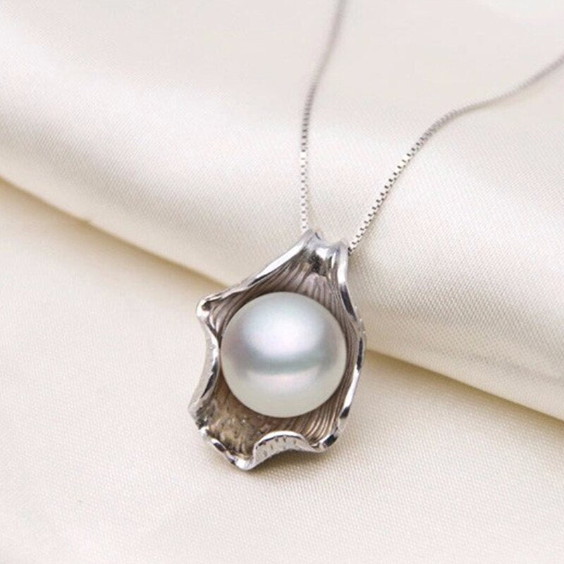 Silver Freshwater Pearl Necklace for Women by HitMyNeed