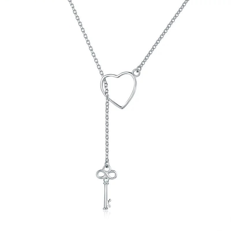 Silver Heart and Key Necklace in 925 Sterling Silver by HitMyNeed