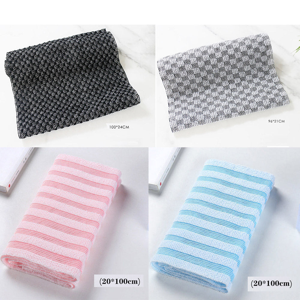 Silver-Ion Exfoliating Back Scrubber Washcloth 100x20cm-blue by HitMyNeed