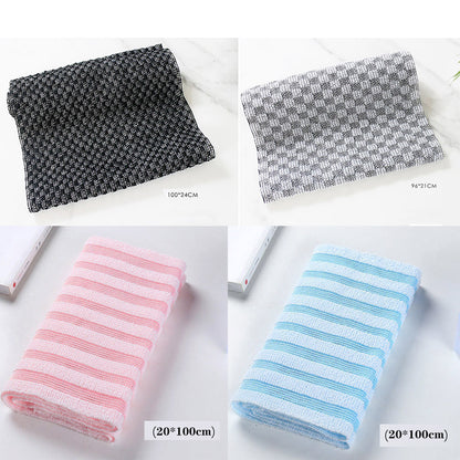 Silver-Ion Exfoliating Back Scrubber Washcloth 100x20cm-blue by HitMyNeed