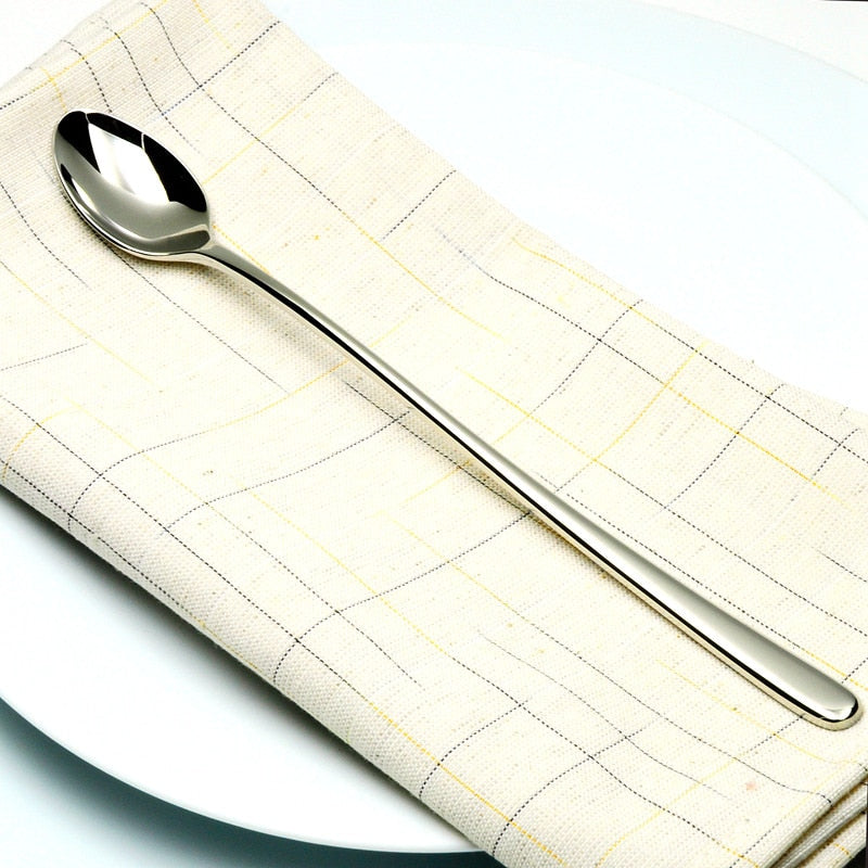 Silver Long Handle Teaspoons Set of 6 - 20.3 cm by HitMyNeed