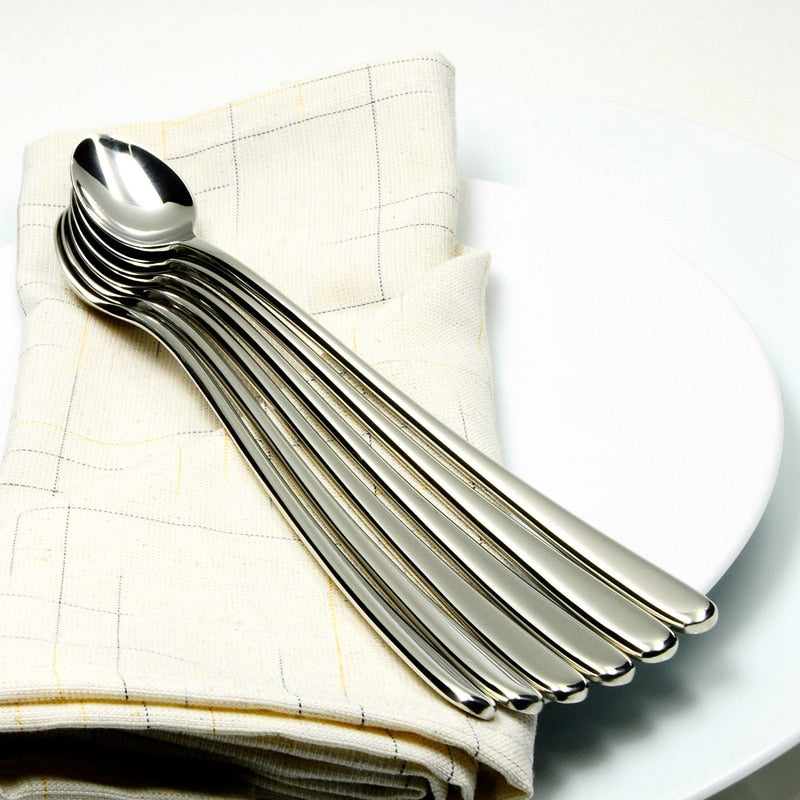 Silver Long Handle Teaspoons Set of 6 - 20.3 cm by HitMyNeed
