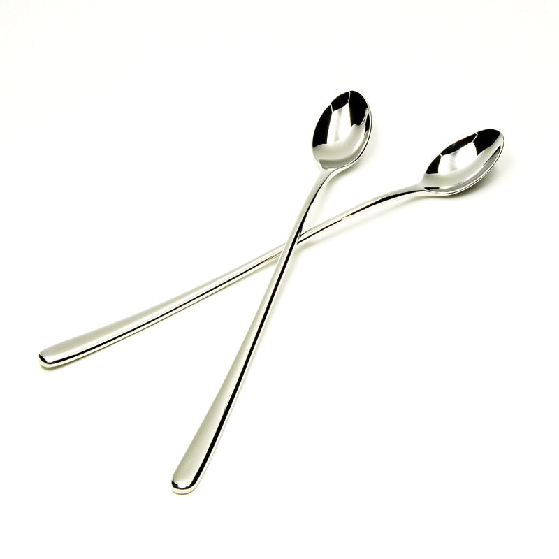 Silver Long Handle Teaspoons Set of 6 - 20.3 cm by HitMyNeed