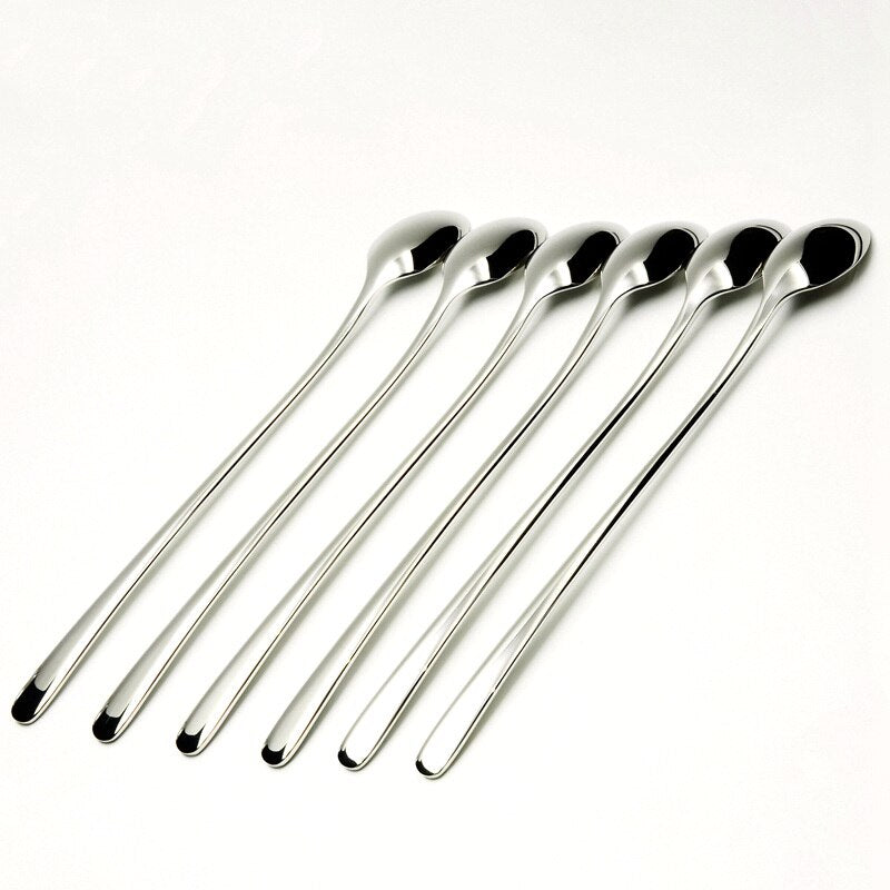 Silver Long Handle Teaspoons Set of 6 - 20.3 cm by HitMyNeed
