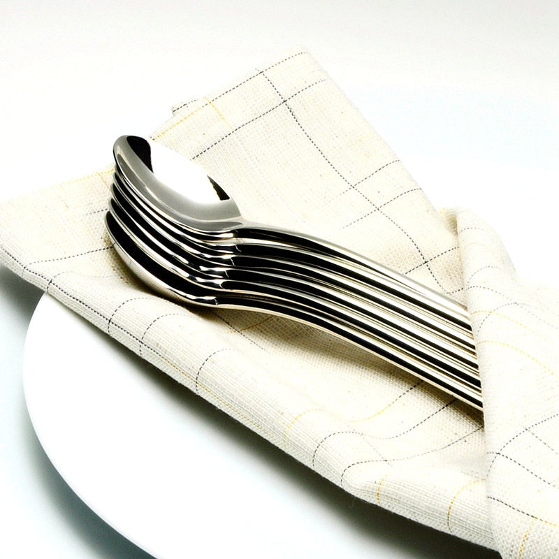 Silver Long Handle Teaspoons Set of 6 - 20.3 cm by HitMyNeed
