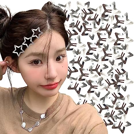 Silver Metal Star Hair Clips Set (50 Pieces) by HitMyNeed
