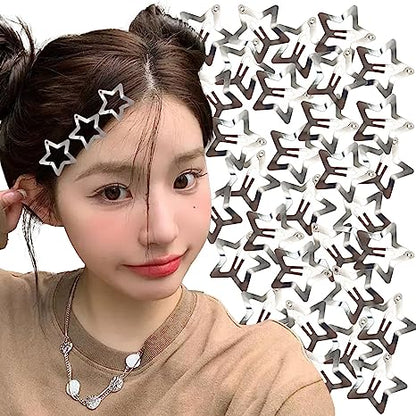 Silver Metal Star Hair Clips Set (50 Pieces) by HitMyNeed