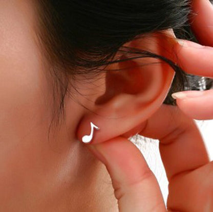 Silver Music Note Stud Earrings for Everyday Wear by HitMyNeed