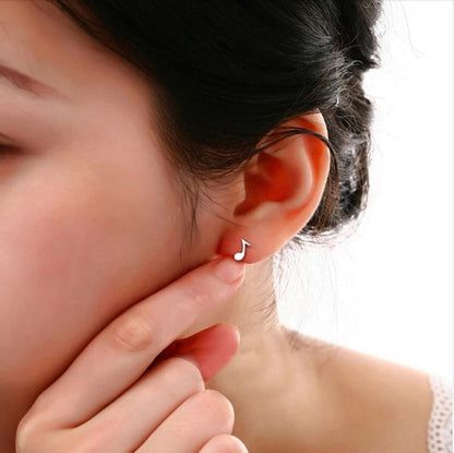 Silver Music Note Stud Earrings for Everyday Wear by HitMyNeed