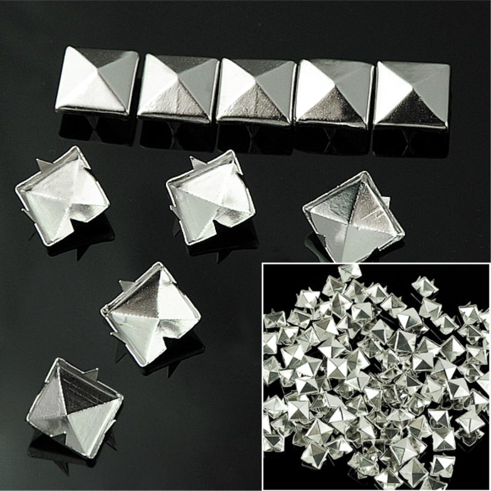 Silver Pyramid Studs for DIY Clothing (100 Pack) by HitMyNeed