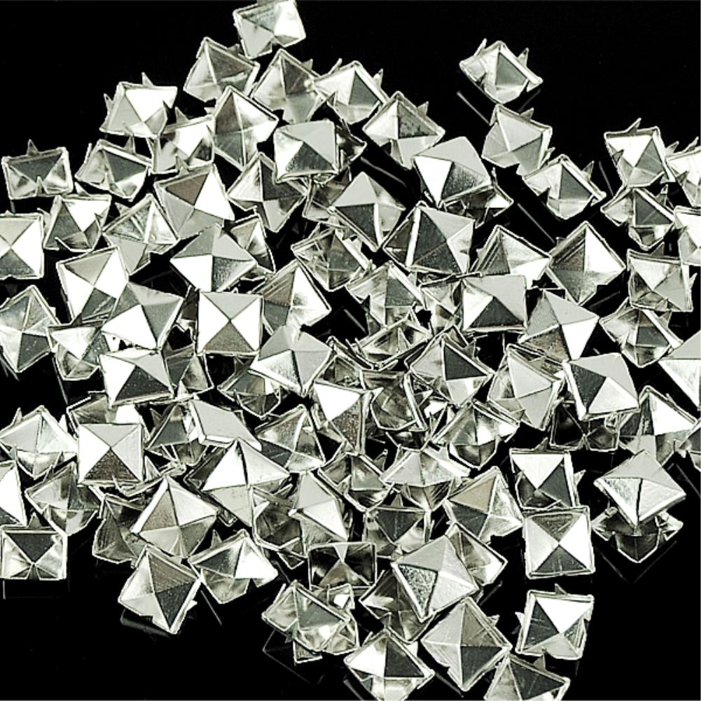 Silver Pyramid Studs for DIY Clothing (100 Pack) by HitMyNeed