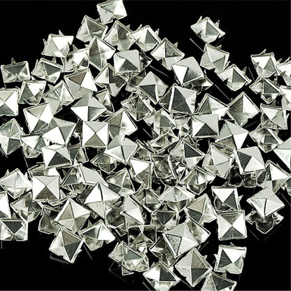 Silver Pyramid Studs for DIY Clothing (100 Pack) by HitMyNeed