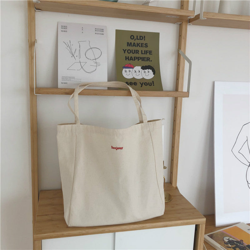 Simple Casual Canvas Grocery Tote Bag 35 x 38cm by HitMyNeed