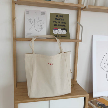 Simple Casual Canvas Grocery Tote Bag 35 x 38cm by HitMyNeed