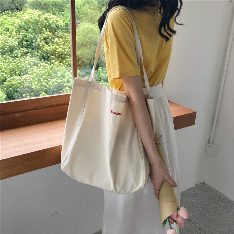 Simple Casual Canvas Grocery Tote Bag 35 x 38cm by HitMyNeed