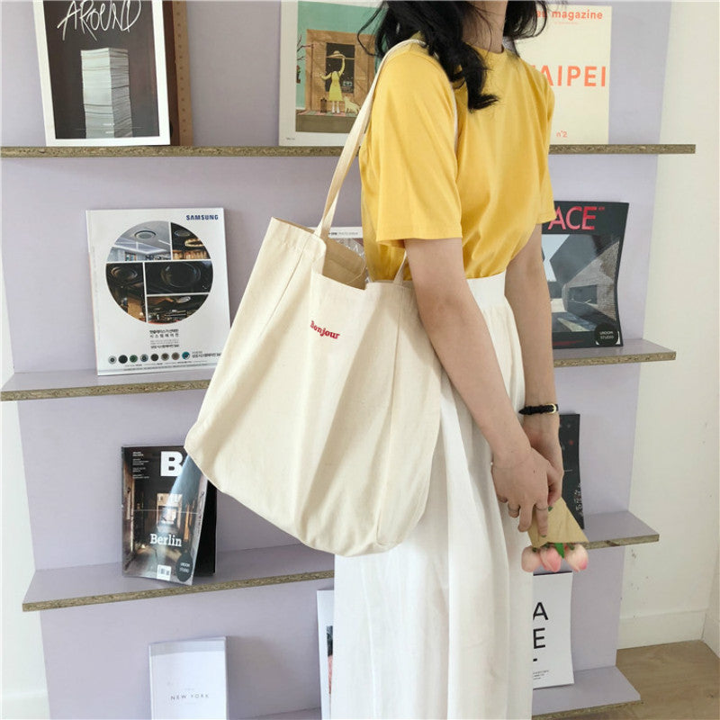 Simple Casual Canvas Grocery Tote Bag 35 x 38cm by HitMyNeed
