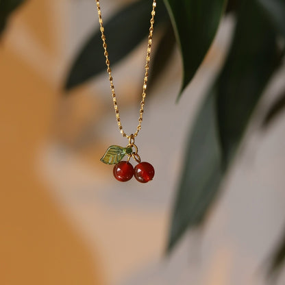 Simple Cherry Pendant Necklace for Everyday Wear by HitMyNeed