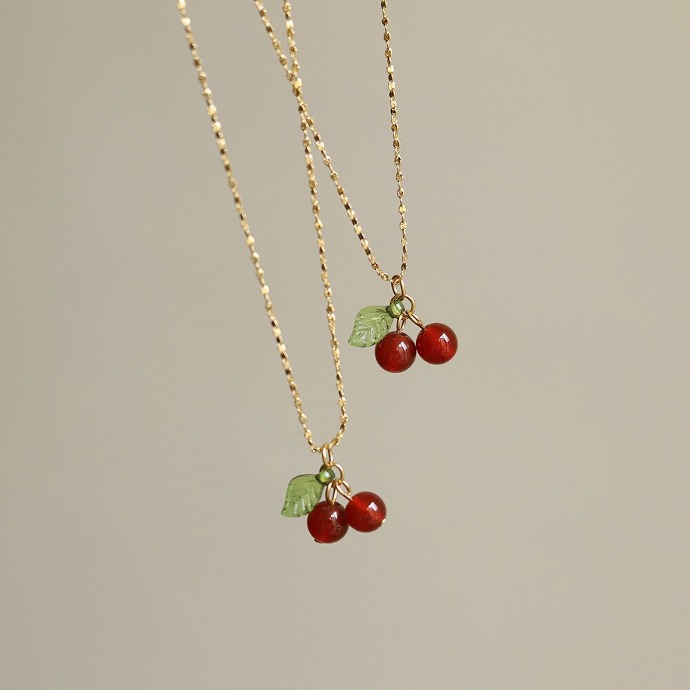 Simple Cherry Pendant Necklace for Everyday Wear by HitMyNeed